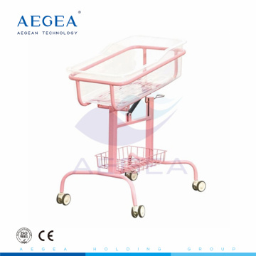 AG-CB009 Pink color steel support with ABS basket baby hospital bed